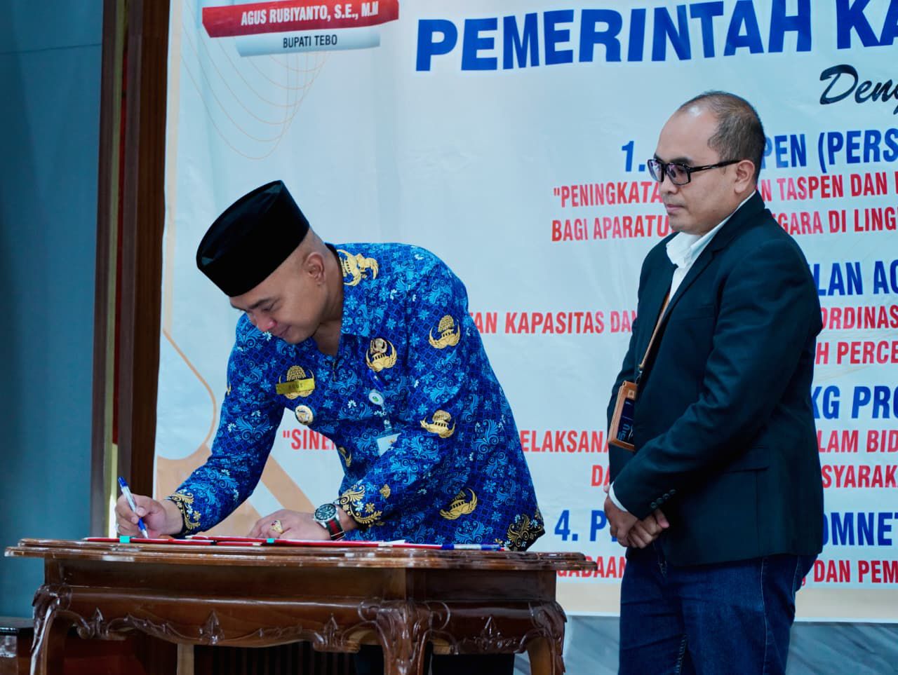 Dukung Kebijakan Strategis Pemerintah, Pemkab Tebo Teken MoU dengan Empat Mitra